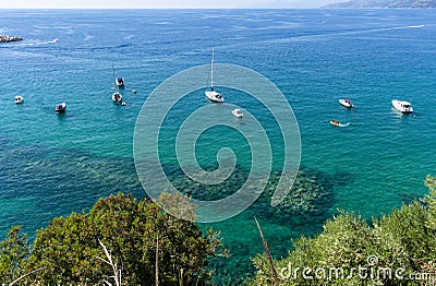 The turquoise sea of â€‹â€‹the port of Palinuro Stock Photo